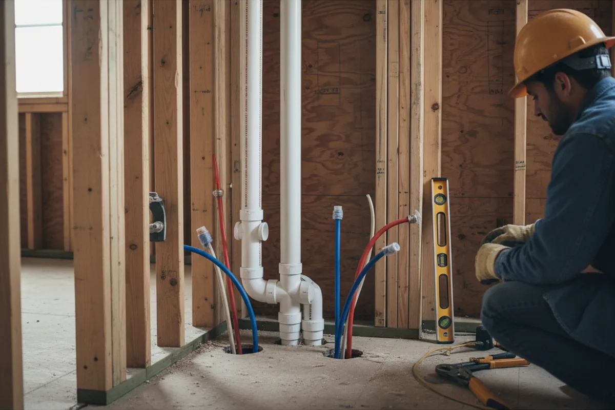 Drain and supply rough-in during Garbage Disposal Repair in Malcom